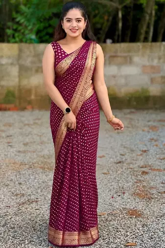 Woven design zari silk blend kanjeevaram saree