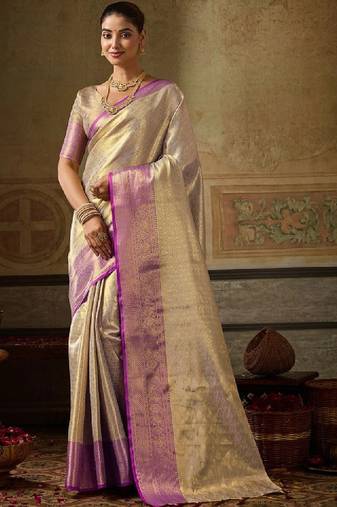 Woven design zari silk blend kanjeevaram saree