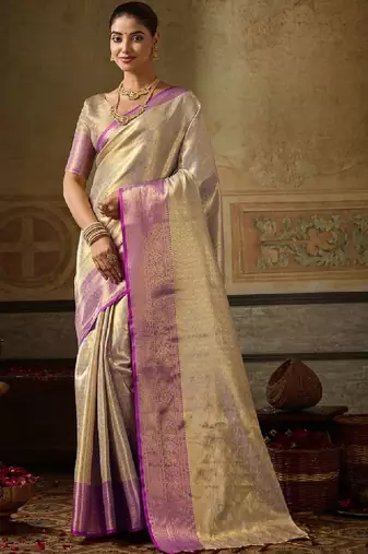 Woven design zari silk blend kanjeevaram saree