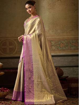 Woven design zari silk blend kanjeevaram saree 2