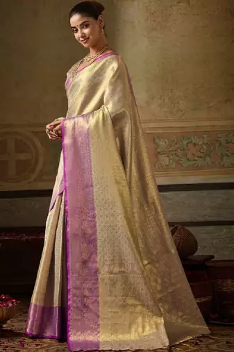 Woven design zari silk blend kanjeevaram saree