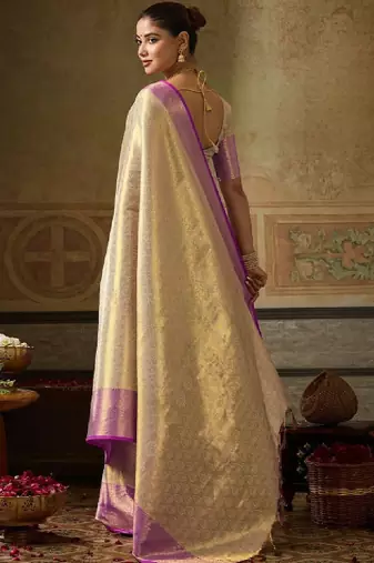 Woven design zari silk blend kanjeevaram saree