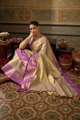 Woven design zari silk blend kanjeevaram saree