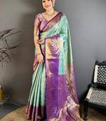 Woven design zari silk blend designer kanjeevaram saree