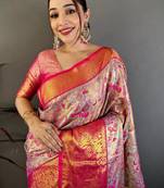 Woven design zari silk blend kanjeevaram saree