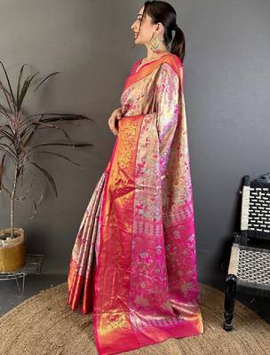 Woven design zari silk blend kanjeevaram saree 3