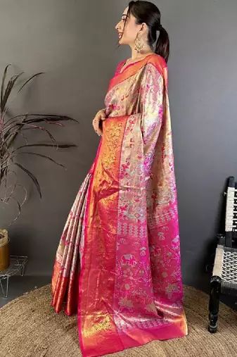 Woven design zari silk blend kanjeevaram saree