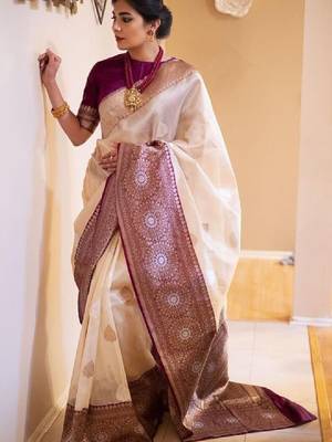 Ethnic motifs zari art silk kanjeevaram saree 1