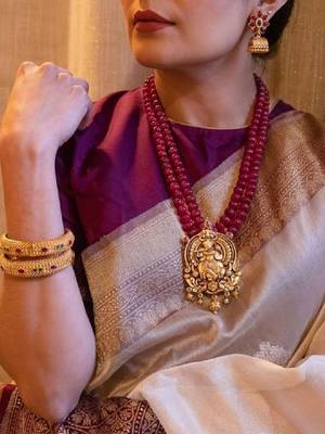 Ethnic motifs zari art silk kanjeevaram saree 4