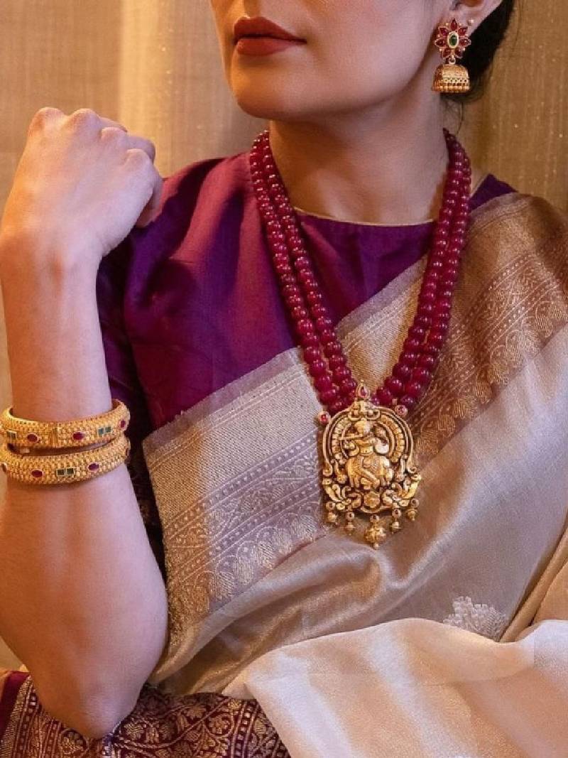 Ethnic motifs zari art silk kanjeevaram saree