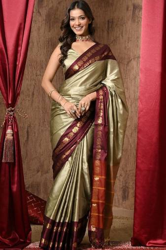 Woven design zari pure cotton kanjeevaram saree