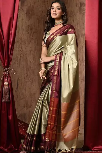 Woven design zari pure cotton kanjeevaram saree