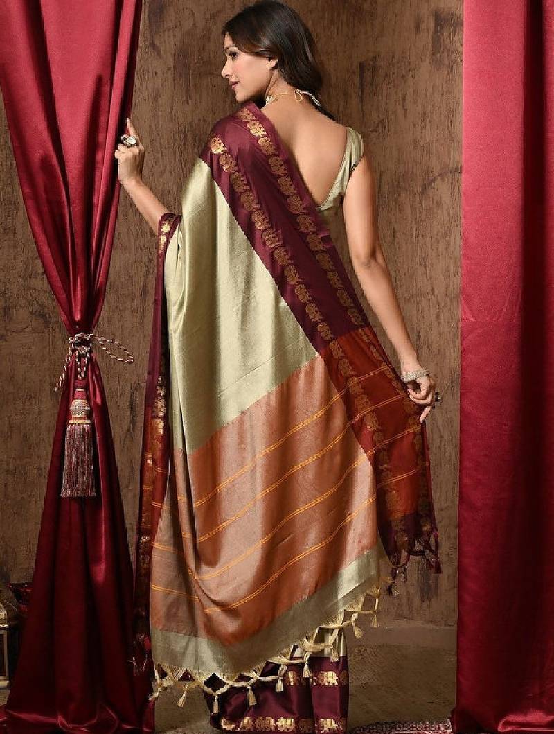 Woven design zari pure cotton kanjeevaram saree