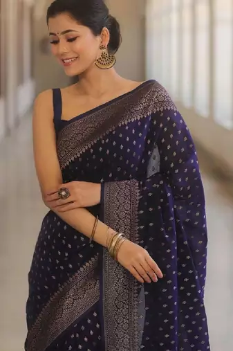 Woven design zari silk blend designer kanjeevaram saree