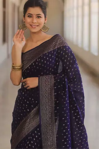 Woven design zari silk blend designer kanjeevaram saree