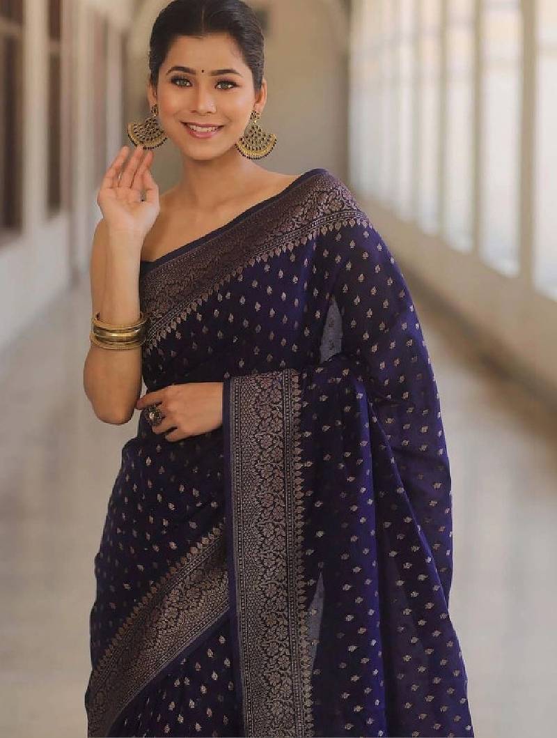 Woven design zari silk blend designer kanjeevaram saree