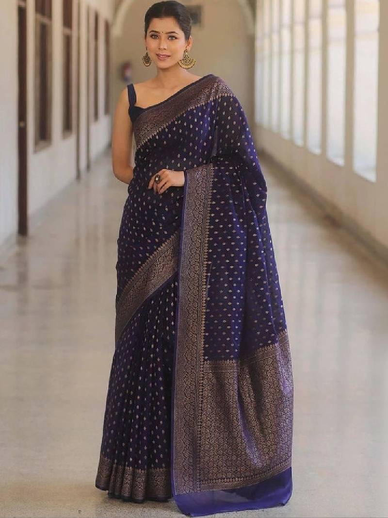 Woven design zari silk blend designer kanjeevaram saree