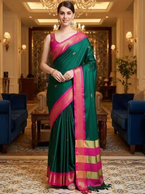 Woven design zari art silk heavy work kanjeevaram saree 2