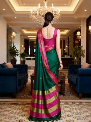 Woven design zari art silk heavy work kanjeevaram saree 3