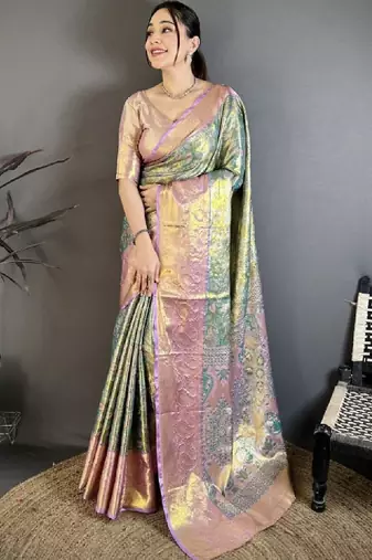 Woven design kanjeevaram saree with blouse