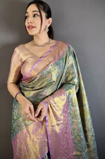 Woven design kanjeevaram saree with blouse
