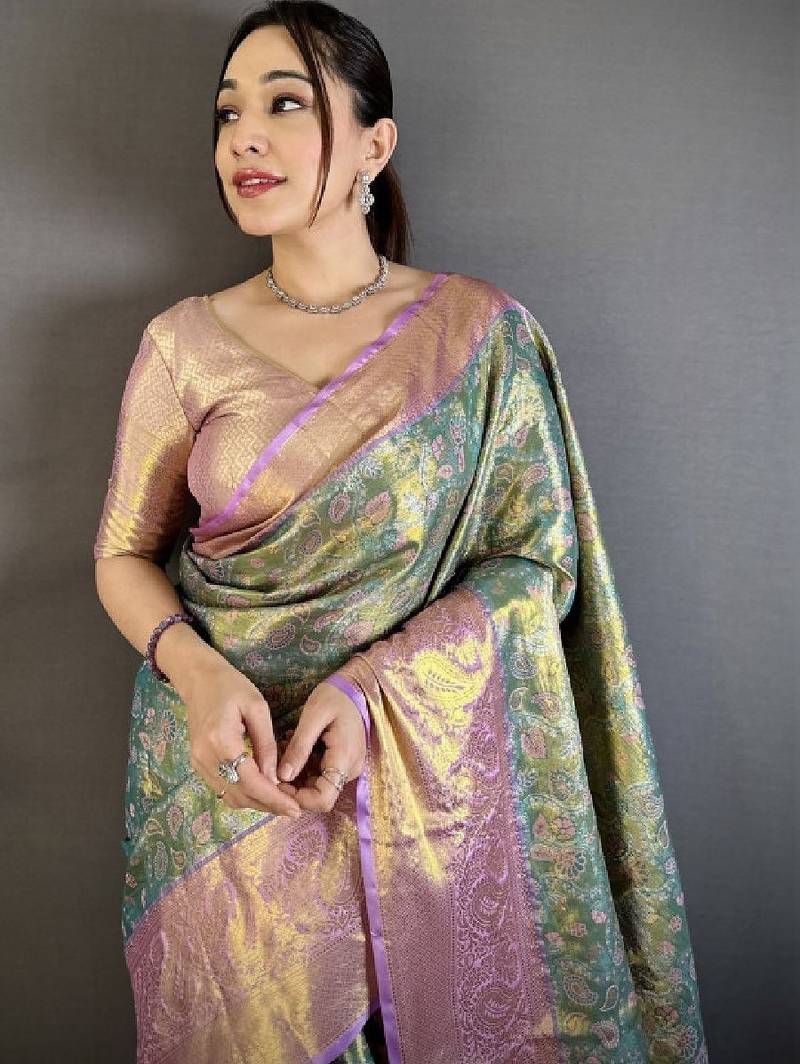 Woven design kanjeevaram saree with blouse