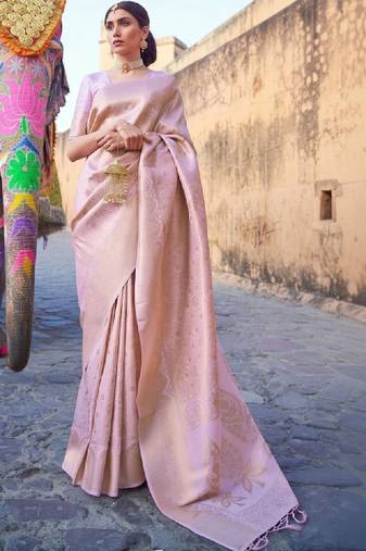 Woven design zari silk blend kanjeevaram saree