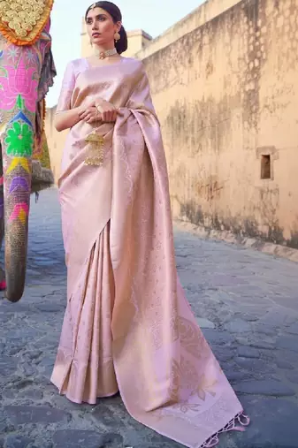 Woven design zari silk blend kanjeevaram saree