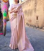 Woven design zari silk blend kanjeevaram saree