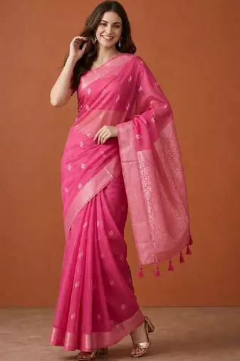Woven design zari pure cotton handloom kanjeevaram saree