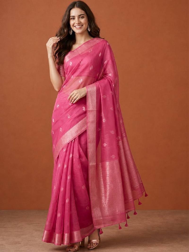 Woven design zari pure cotton handloom kanjeevaram saree