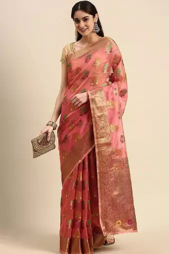 Woven design zari organza kanjeevaram saree