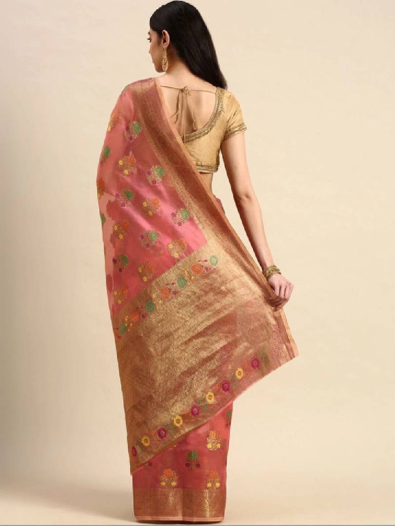 Woven design zari organza kanjeevaram saree