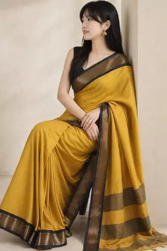 Woven design zari pure cotton fusion kanjeevaram saree