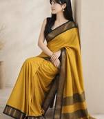 Woven design zari pure cotton fusion kanjeevaram saree