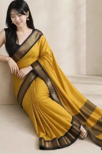 Woven design zari pure cotton fusion kanjeevaram saree
