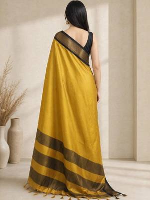 Woven design zari pure cotton fusion kanjeevaram saree 4