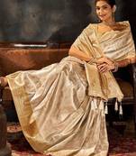 Ethnic motifs zari pure silk heavy work kanjeevaram saree