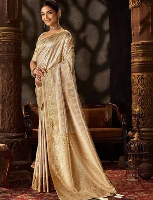 Ethnic motifs zari pure silk heavy work kanjeevaram saree 2