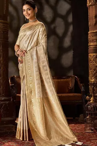 Ethnic motifs zari pure silk heavy work kanjeevaram saree