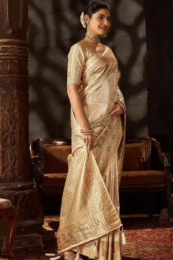 Ethnic motifs zari pure silk heavy work kanjeevaram saree