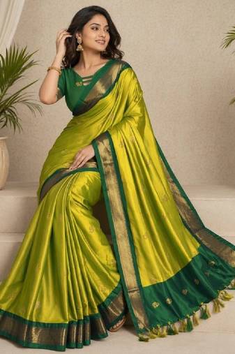 Woven design pure cotton kanjeevaram saree