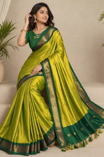 Woven design pure cotton kanjeevaram saree