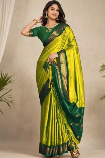 Woven design pure cotton kanjeevaram saree