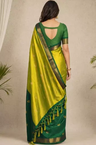 Woven design pure cotton kanjeevaram saree