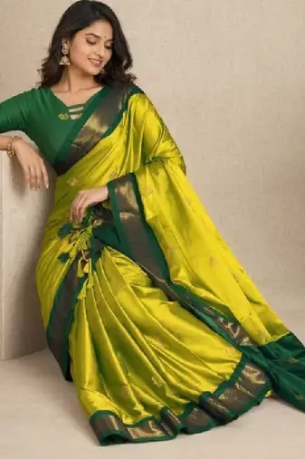Woven design pure cotton kanjeevaram saree