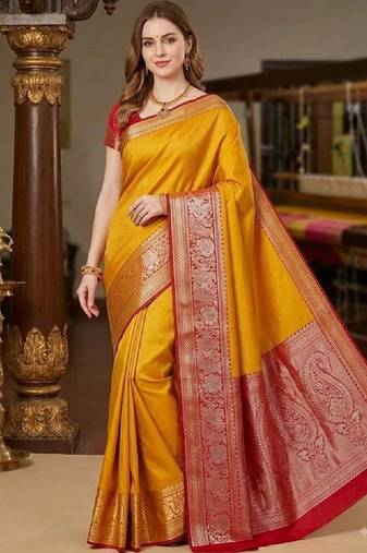 Woven design zari pure silk heavy work kanjeevaram saree