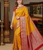 Woven design zari pure silk heavy work kanjeevaram saree