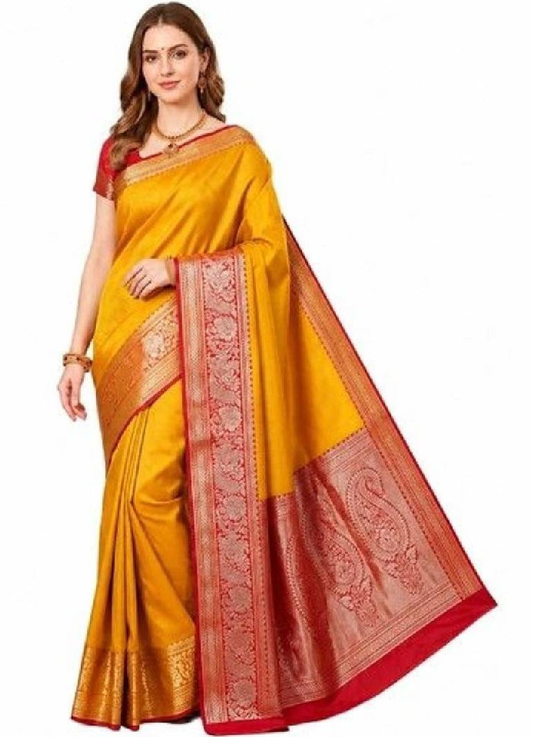 Woven design zari pure silk heavy work kanjeevaram saree