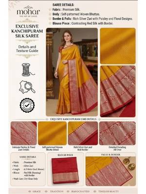 Woven design zari pure silk heavy work kanjeevaram saree 3